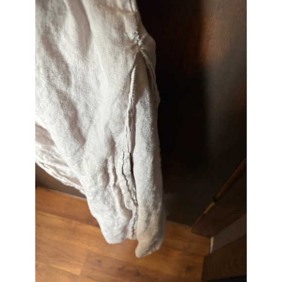 Laura Bianchi Italy 100%  Linen Dress Womens Large Beige Sleeveless Pocket - Picture 2 of 4